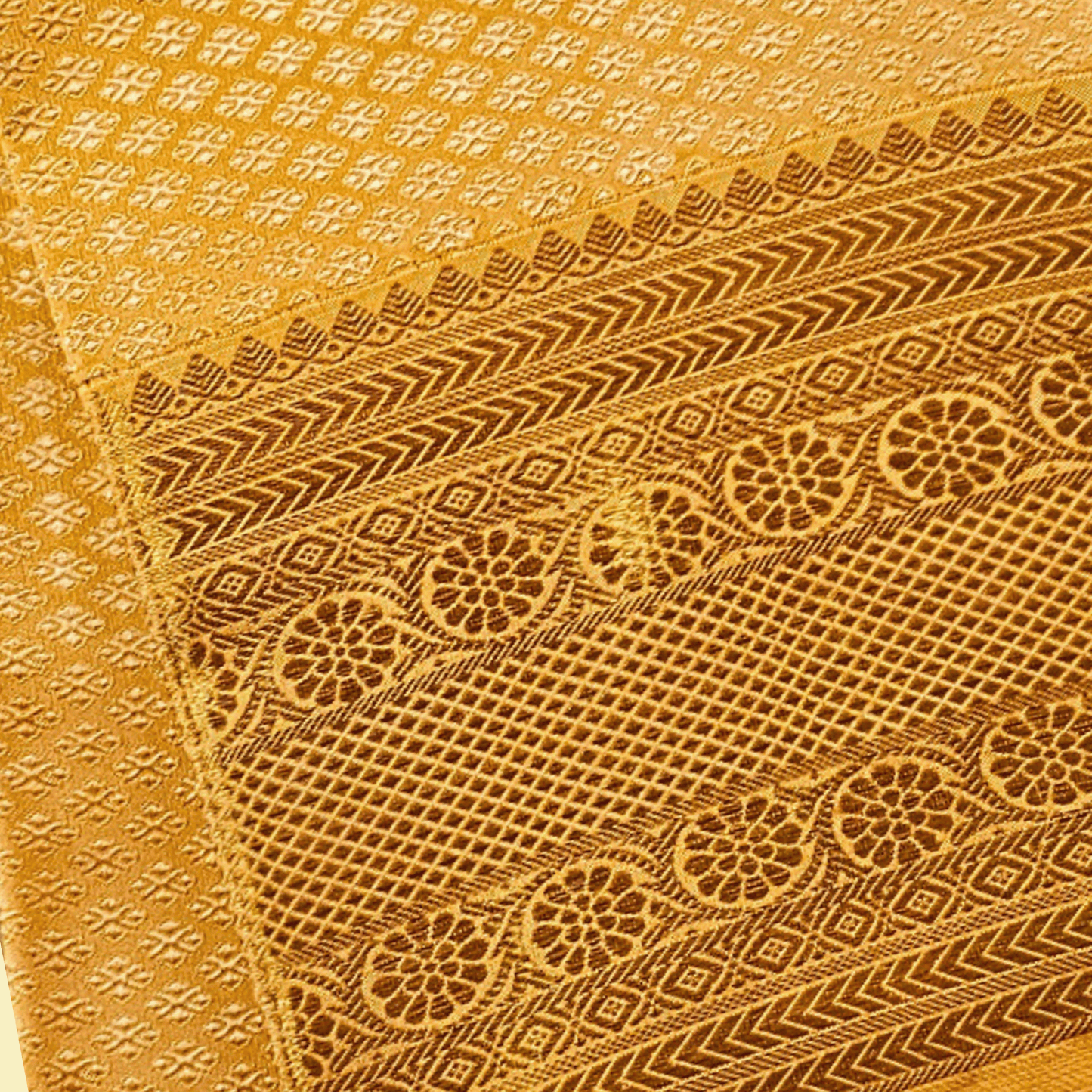 Saffron Royale Kancheepuram Silk Dupatta with Handwoven Silver-Gold Zari Border