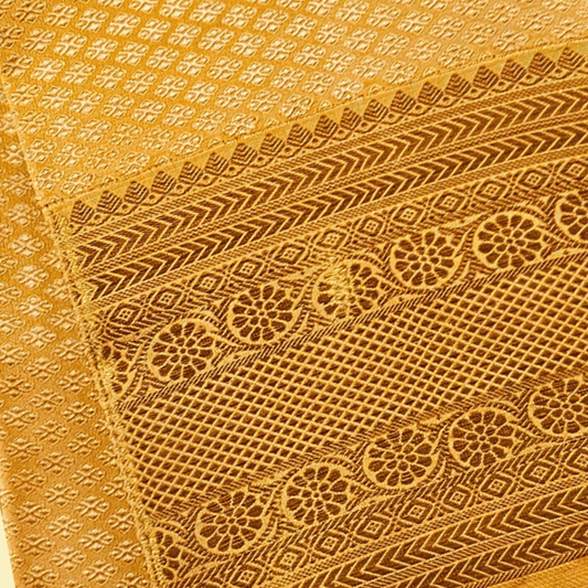 Saffron Royale Kancheepuram Silk Dupatta with Handwoven Silver-Gold Zari Border